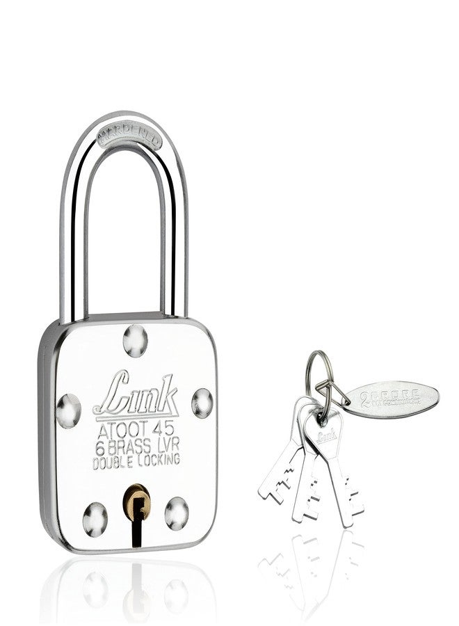 Link® Atoot 45mm Long Shackle Lock | Steel Body | Hardened Shackle | 6 Brass Levers | Made in India | 1 Padlock 3 Silver Key - Image 1