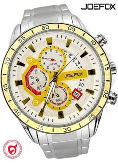 JoeFox Men's Analog Watch Stainless Steel Waterproof Date Analog Quartz Watch Sport Wrist Chronograph Watch for Man Silver  - Image 1