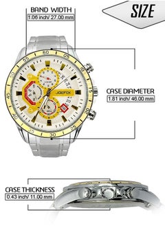 JoeFox Men's Analog Watch Stainless Steel Waterproof Date Analog Quartz Watch Sport Wrist Chronograph Watch for Man Silver  - Image 3