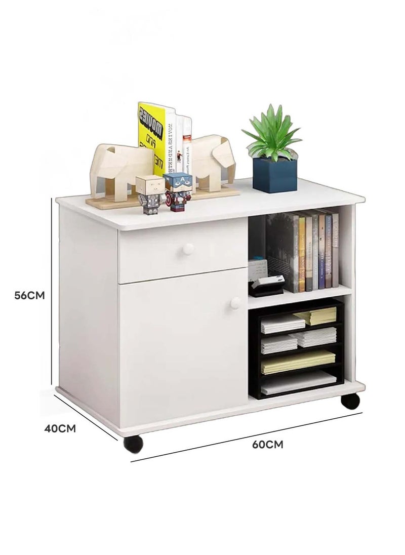 Sharpdo - Simple Office Cabinet with Pulley Modern Bedroom Multifunctional Movable Storage Cabinet with 2 Independent Storage and Partition Storage 	60*40*56cm - Image 1