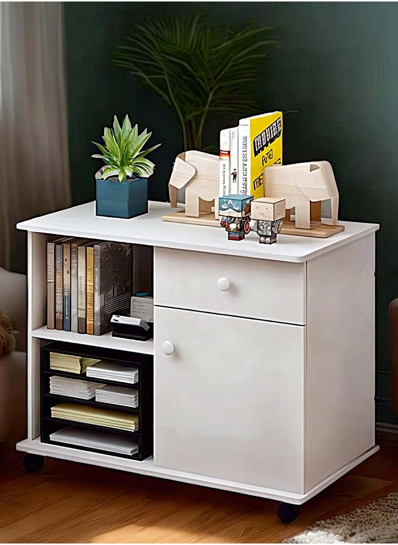 Sharpdo - Simple Office Cabinet with Pulley Modern Bedroom Multifunctional Movable Storage Cabinet with 2 Independent Storage and Partition Storage 	60*40*56cm - Image 1