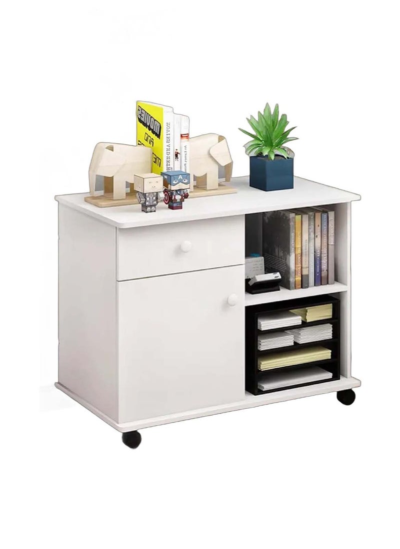 Sharpdo - Simple Office Cabinet with Pulley Modern Bedroom Multifunctional Movable Storage Cabinet with 2 Independent Storage and Partition Storage 	60*40*56cm - Image 1
