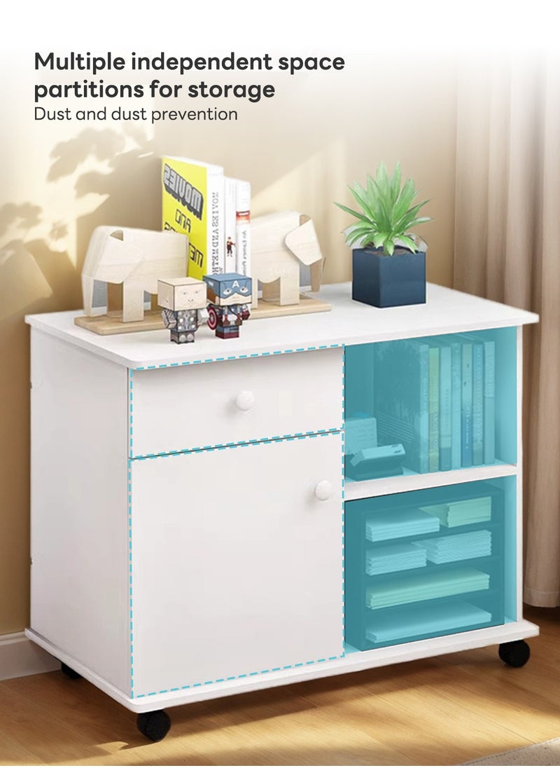 Sharpdo - Simple Office Cabinet with Pulley Modern Bedroom Multifunctional Movable Storage Cabinet with 2 Independent Storage and Partition Storage 	60*40*56cm - Image 1