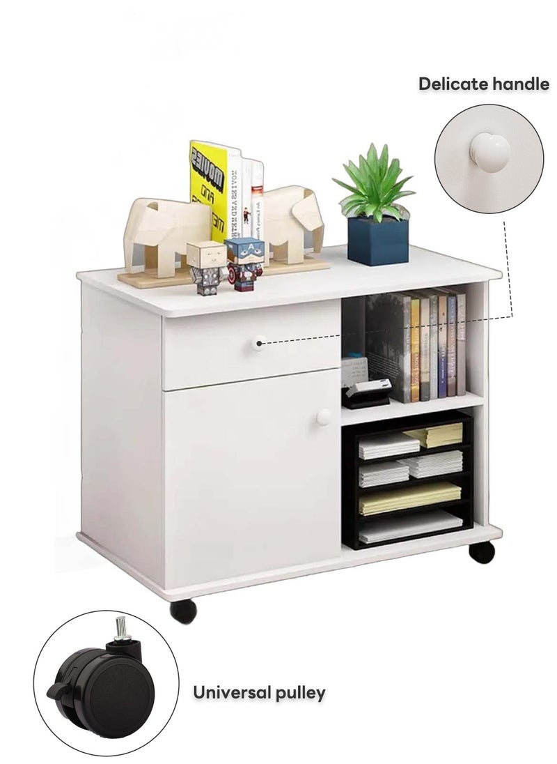 Sharpdo - Simple Office Cabinet with Pulley Modern Bedroom Multifunctional Movable Storage Cabinet with 2 Independent Storage and Partition Storage 	60*40*56cm - Image 1