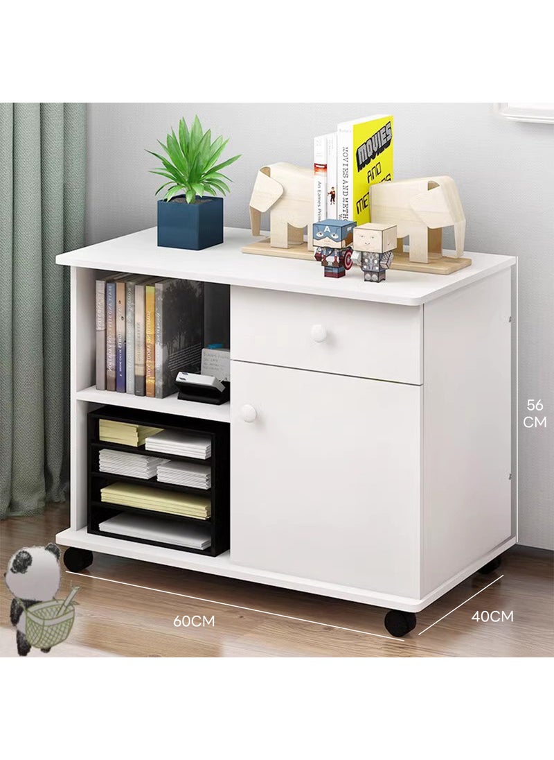 Sharpdo - Simple Office Cabinet with Pulley Modern Bedroom Multifunctional Movable Storage Cabinet with 2 Independent Storage and Partition Storage 	60*40*56cm - Image 1