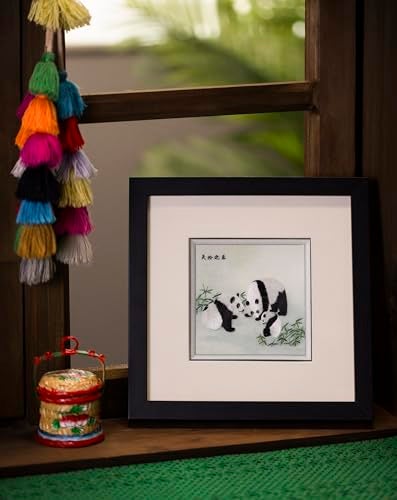 Ebherys Hunan Hand Embroidery Wallart Framed Chinese Decor of Handmade Stitiching Family Happiness - Image 3