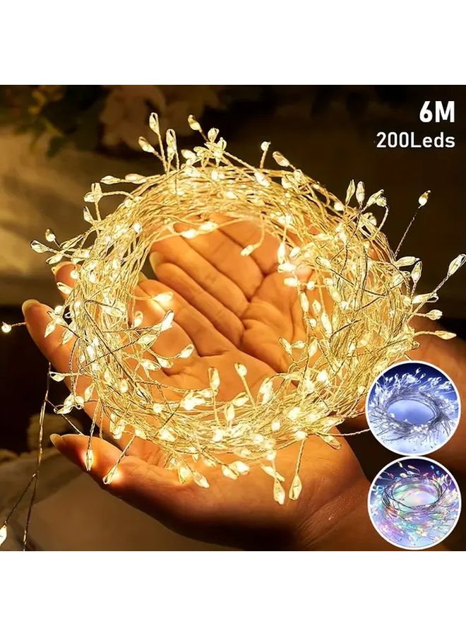 Warm Yellow 200 LED Firecracker String Lights 236 Inch 8 Modes Remote Control - Image 1