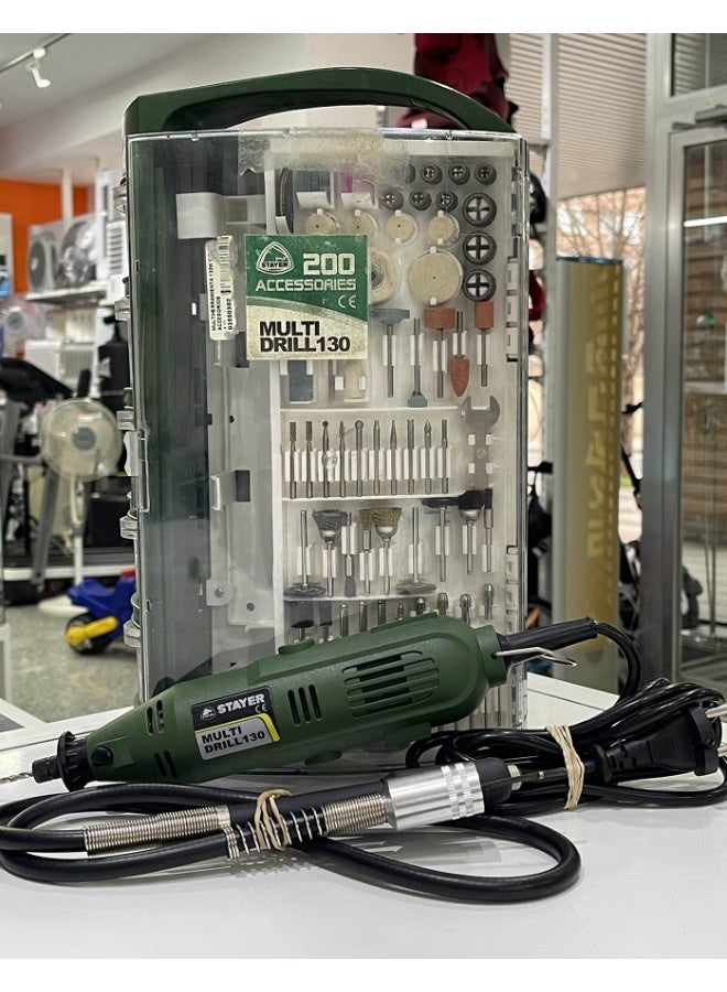 STAYER Multi-purpose drill, 130W, multiple speeds + flexible + 200 accessory pieces - Image 2
