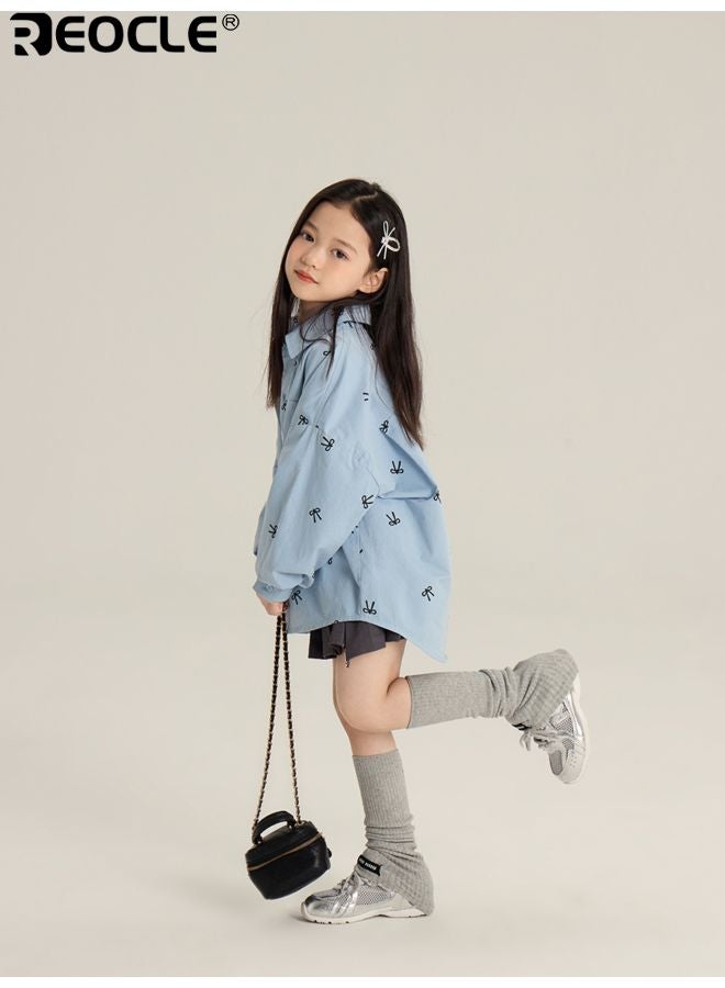 ريوكل بلوزة للبنات مع ربطة عنق بتصميم مطبوع كامل وميزة ياقة تعطي طابع أزياء بأسلوب لطيف للملابس الخارجية غير الرسمية - Image 5