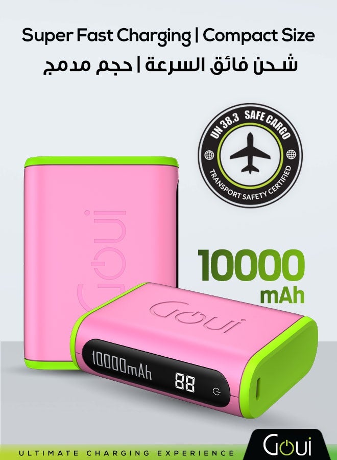 Goui BOLT 10000mAh Power Bank | 20W PD And QC 3.0 Super Fast Charging | Compact, Airline Safe And Travel Ready | Includes Type-C Cable - Fusion Pink - Image 1