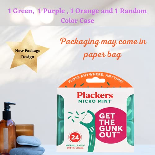 Plackers Micro 12 Count Flosser with Travel Case, Mint, 4-Pack - Image 2