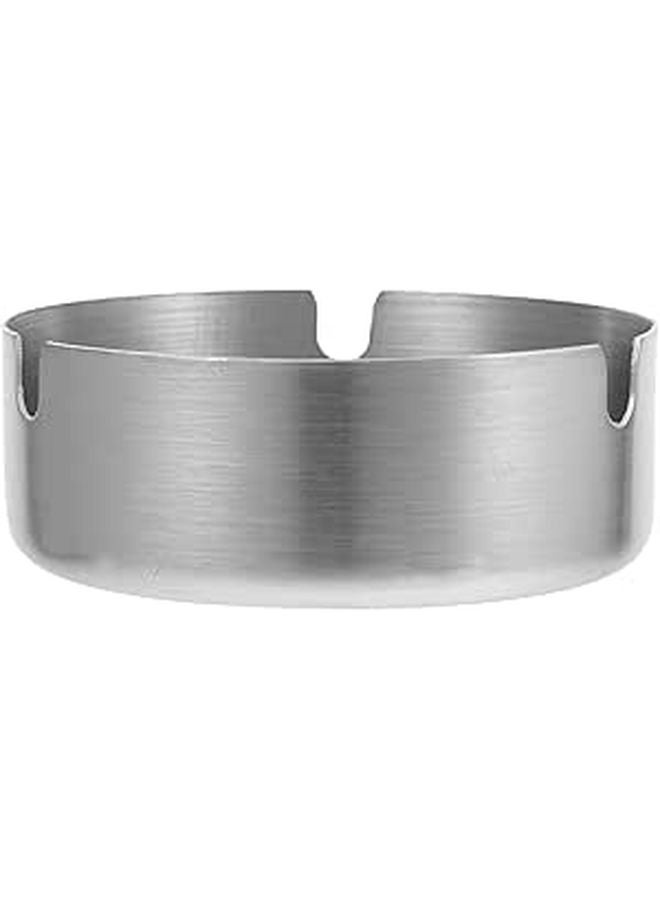 Windproof Stainless Steel Ashtray 8cm Round Thickened Ash Holder for Home Hotel Patio - Image 1