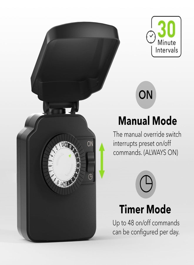 BN-LINK 24 Hour Mechanical Light Timer Outdoor Waterproof 1 Timer with Grounding for Home Garden 15A 1/2HP - Image 4