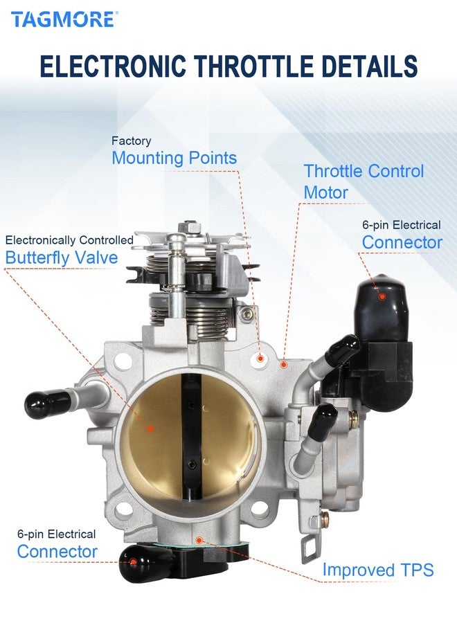 TAGMORE Electronic Throttle Body Assembly, Compatible with 2003-2005 Honda Accord, 2003-2006 Element L4 2.4, Replace OE: 16400-RAA-A62, 16400-RAA-A61 - Image 3