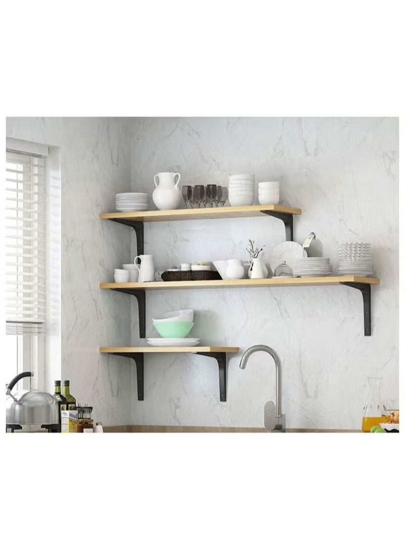 2 PCS Iron Wall Shelf Bracket, 4 x 4 Inch Heavy Duty Shelf Support Bracket Decorative Joint Angle Bracket, Matte Black  - Image 5