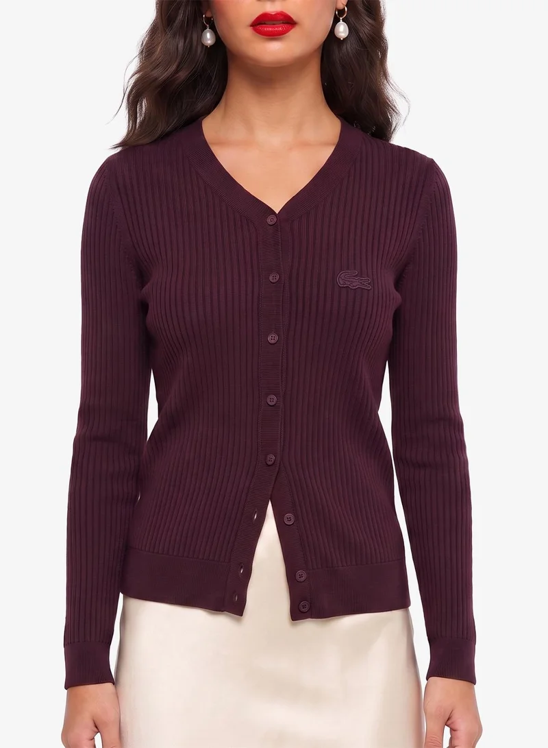 Lacoste Button Down Ribbed Cardigan
