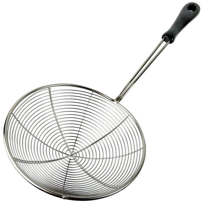 STAINLESS STEEL SPIDER STRAINER 63 ASIAN WIRE SKIMMER LADLE FOR COOKING FRYING FOOD PASTA SPAGHETTI NOODLE HOT POT STAY COOL HANDLE WITH HOOK FOR EASY STORAGE FOOD RECIPE EBOOK INCLUDED