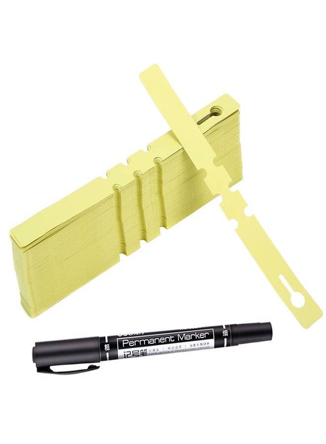 MIHEY 200 Pcs Yellow Plastic Plant Tags with a Marker Pen, Wrap Around Hanging Tree Tags Nursery Garden Labels Waterproof Nursery Garden Stakes, 2x20cm - Image 1
