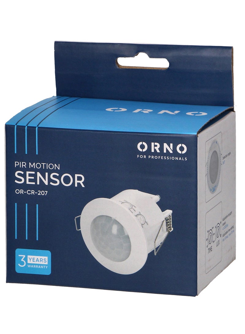 ORNO OR-CR-207 360 Degree Indoor Motion Sensor IP20 Water and Dust Resistant, Flat Mount, Timer and Damage Sensor, 6m Range - Image 1