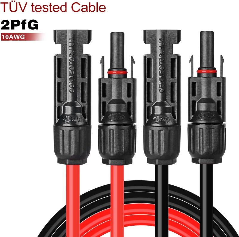 BeideLt 6 Feet 10AWG Solar Extension Cable with Female and Male Connector with Extra Free Pair of Connectors Solar Panel Adaptor Kit Tool (6FT Red + 6FT Black)… - Image 4
