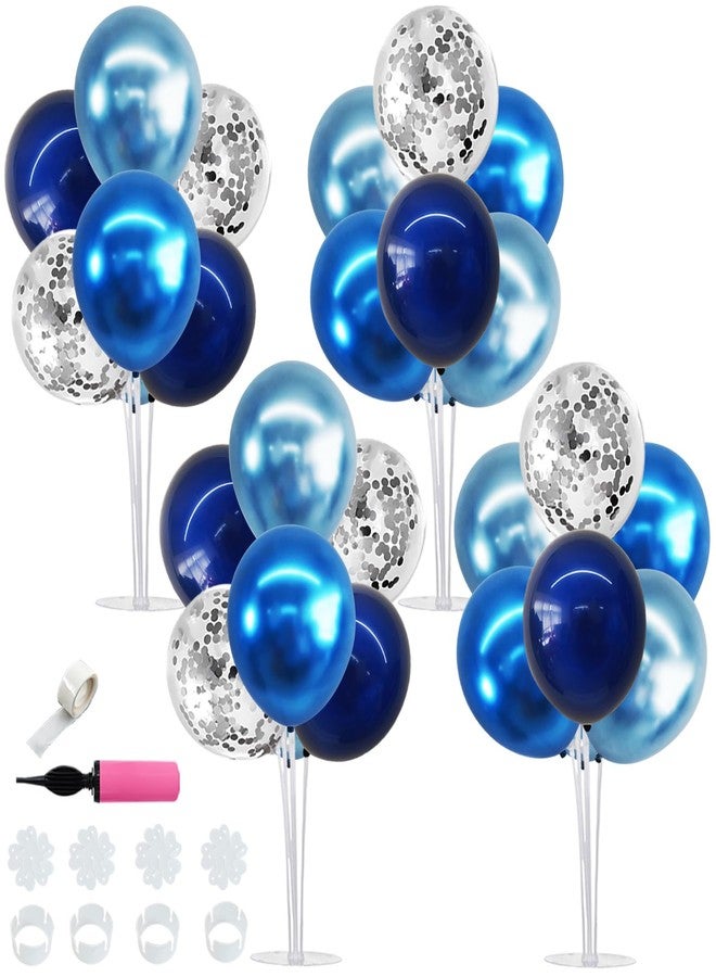 TONIFUL 4 Set Metallic Blue Silver Balloon Stand Centerpiece Table Decorations for Men's Birthday,Father's Day Retirement,Blue Party Decoration,Graduation Decorations 2026,Baby Shower - Image 1