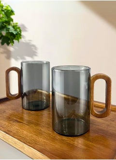 Smoky Grey Borosilicate Glass Mugs with Walnut Handle – 350ML (Set of 2) - pzsku/ZA3627FDF0296185FCCABZ/45/1741337573/c5b561e3-6e67-4408-9e0a-abb5b0ccd9b0