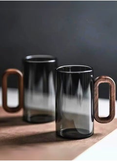 Smoky Grey Borosilicate Glass Mugs with Walnut Handle – 350ML (Set of 2) - pzsku/ZA3627FDF0296185FCCABZ/45/1741338403/6122cd66-edd2-4327-be62-2bdd21e54630