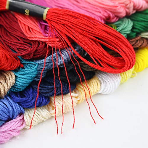 Similane Embroidery Floss 50 Skeins Cross Stitch Thread Rainbow Color Friendship Bracelets Crafts Floss with 12 Pcs Floss Bobbins and 1 Pcs Needle-Threading Tool - Image 4