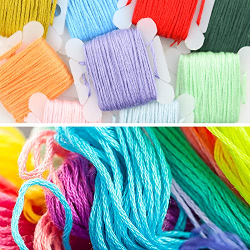 Similane Embroidery Floss 50 Skeins Cross Stitch Thread Rainbow Color Friendship Bracelets Crafts Floss with 12 Pcs Floss Bobbins and 1 Pcs Needle-Threading Tool - Image 3