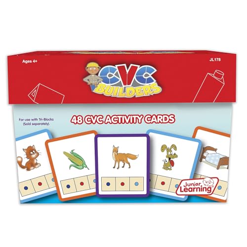 Junior Learning: CVC Word Builders, 48 CVC Activity Cards, Phonemic Awareness, Helps Children to Recognize and Understand Basic Sounds in Words, Self Checking Feature, For Ages 4 and up - Image 2