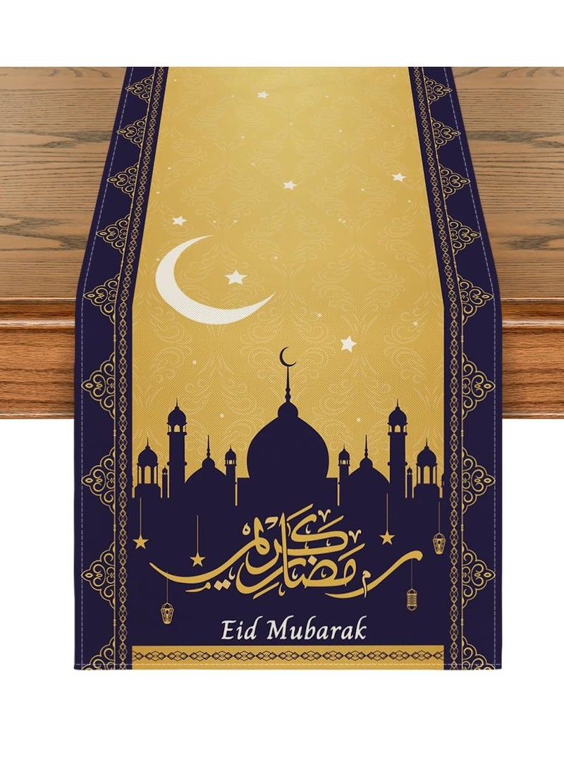 ليكتو كافت مفرش طاولة مع 4 مفارش لرمضان والعيد، 183 × 33 سم (72 × 13 بوصة) لتزيين الطاولة لغرفة المعيشة، وتزيين طاولة الطعام في المطبخ، وديكور المنزل - Image 1