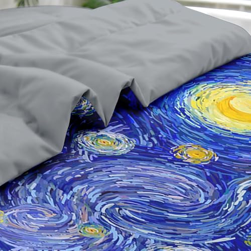 Pamnest Comforter Set Full Size, Moon Starry Night 7 Pcs Bedding for Kids and Adults, Blue Modern Star Sky Art Bed Sheet Sets with Fitted Sheet 2 Pillowcase & 2 Sham for Bedroom Bed Decor - Image 5