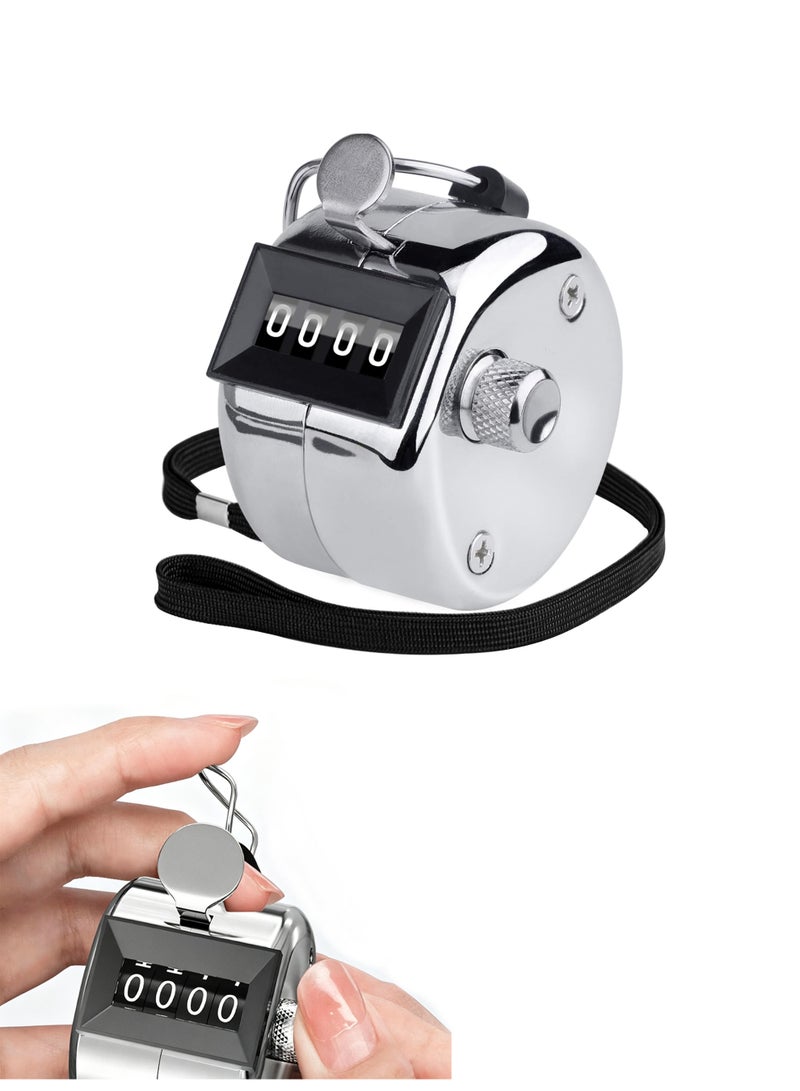 Metal Handheld Tally Counter, 4-Digit Number Clicker Counter, Hand Mechanical Pitch Counters for Coaching, Knitting, People, Lap, Fishing, Golf and Row - Image 1