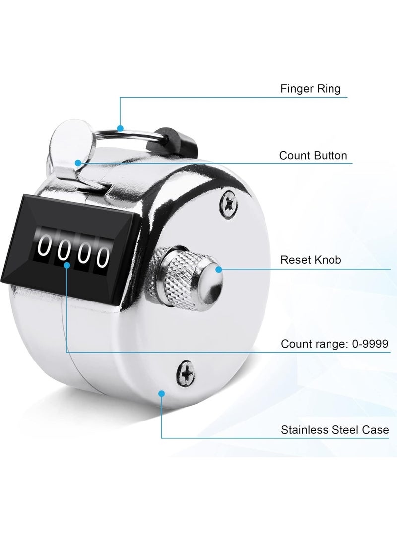 Metal Handheld Tally Counter, 4-Digit Number Clicker Counter, Hand Mechanical Pitch Counters for Coaching, Knitting, People, Lap, Fishing, Golf and Row - Image 4