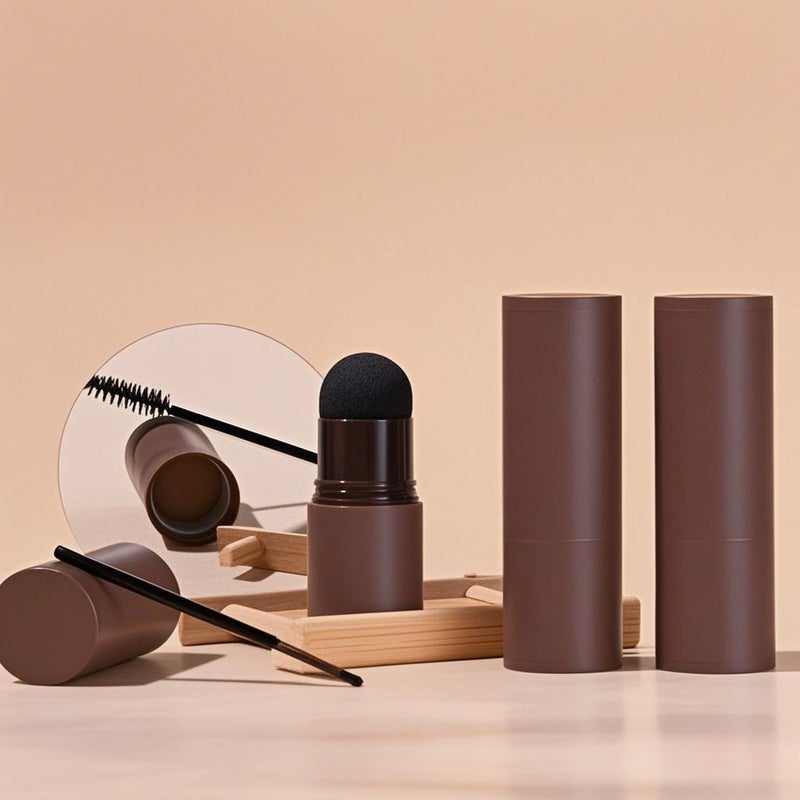 One Step Eyebrow Stamp Shaping Kit Professional Eyebrow Powder Stamp Makeup with 10 Reusable Eyebrow Stencils 2 Eyebrow Pen Brushes Long-Lasting Buildable Eyebrow Makeup - Image 4