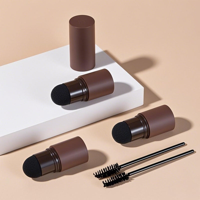 One Step Eyebrow Stamp Shaping Kit Professional Eyebrow Powder Stamp Makeup with 10 Reusable Eyebrow Stencils 2 Eyebrow Pen Brushes Long-Lasting Buildable Eyebrow Makeup - Image 5