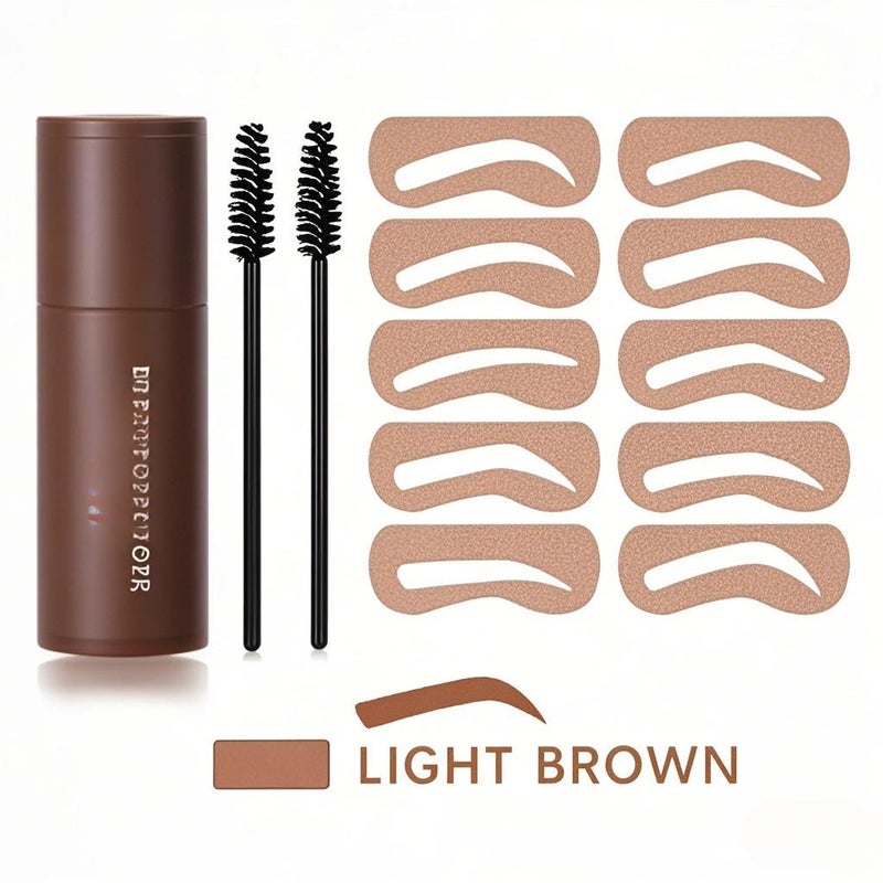 One Step Eyebrow Stamp Shaping Kit Professional Eyebrow Powder Stamp Makeup with 10 Reusable Eyebrow Stencils 2 Eyebrow Pen Brushes Long-Lasting Buildable Eyebrow Makeup - Image 1