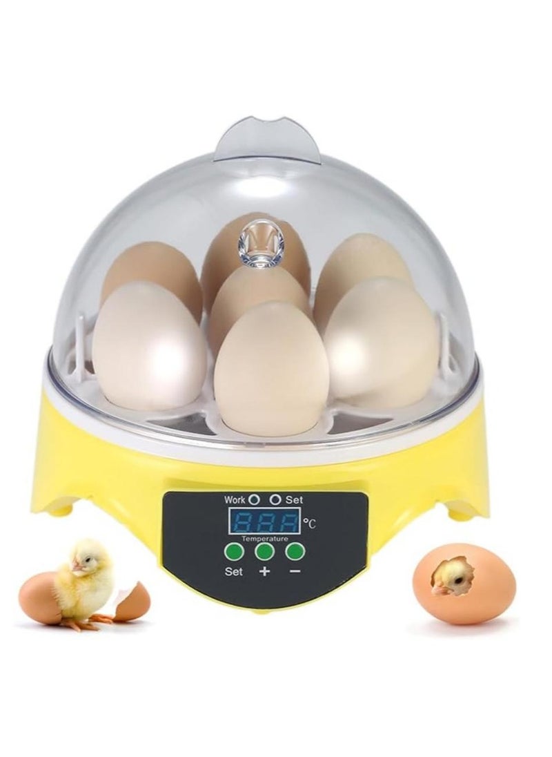 Generic - 7 Eggs Automatic Temperature Control Incubator Mini Digital Egg Incubator Hatcher Transparent Eggs Hatching Machine Yellow - Image 1
