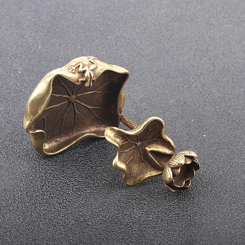 Solid Brass Lotus Incense Holder with Leaf Base for Meditation Home Fragrance Accessory - Image 5