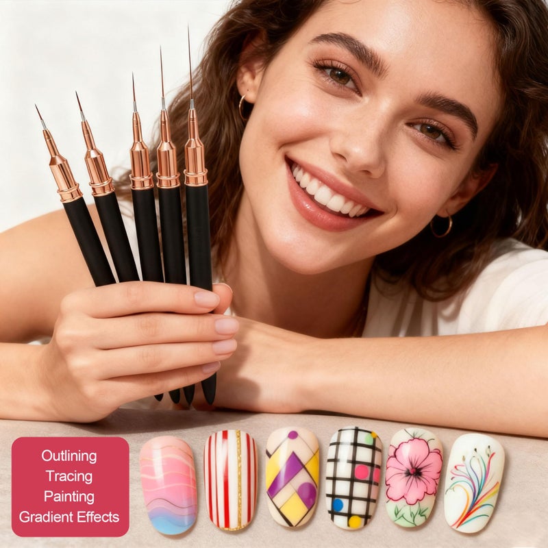 Artdone Nail Striping Tape Lines Kit With Nail Art Pens Dotting Tools And Liner Brushes For Gel Polish Small Detail Drawing Design Paint - Image 4