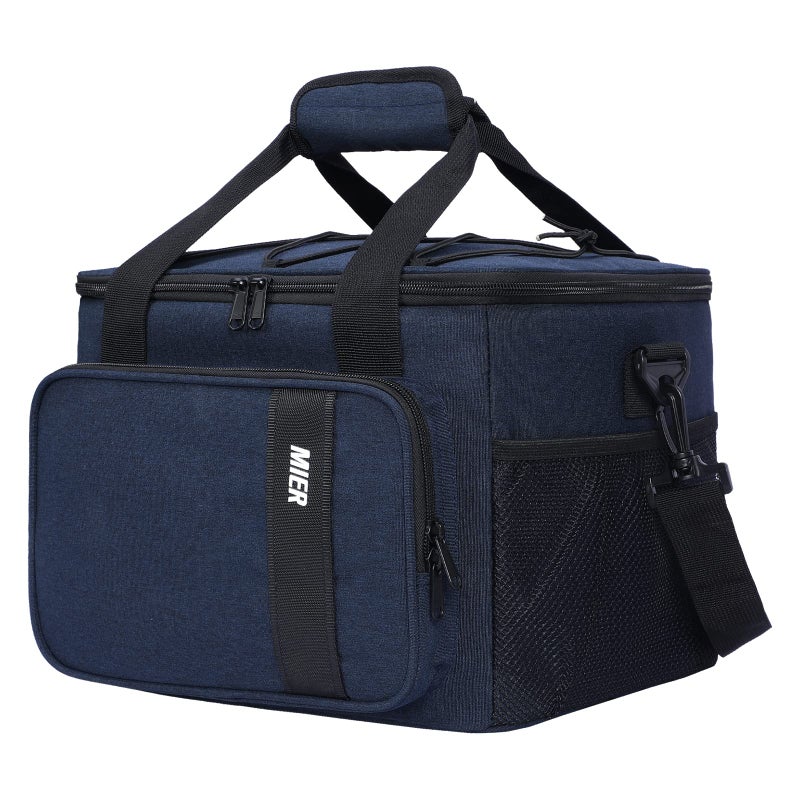 MIER Mens Lunchbox for Work Insulated 24 Cans15L Large Lunch Bags Leakproof Adult Women Lunch Box Coolers for Travel Beach Picnic Office Navy Blue