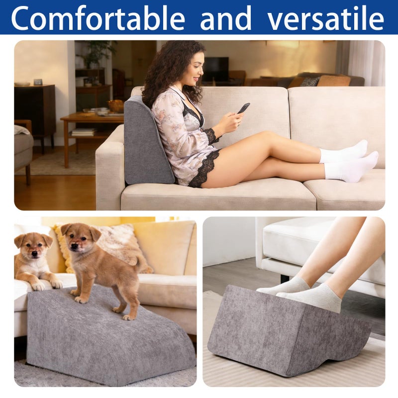 Opuvidity Foot Rest for Under Desk at Work, Ergonomic Under Desk Footrest with Washable Cover for Office, Home & Gaming Leg Elevation Pillow Dark Gray - Image 5