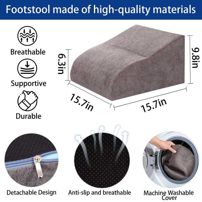 Opuvidity Foot Rest for Under Desk at Work, Ergonomic Under Desk Footrest with Washable Cover for Office, Home & Gaming Leg Elevation Pillow Dark Gray - Image 2