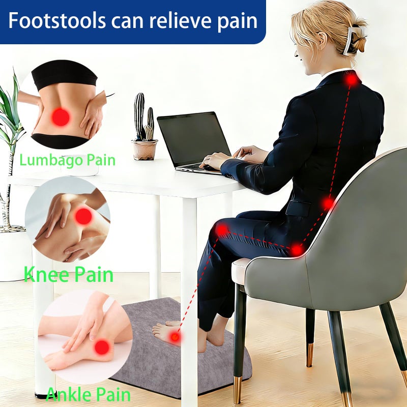 Opuvidity Foot Rest for Under Desk at Work, Ergonomic Under Desk Footrest with Washable Cover for Office, Home & Gaming Leg Elevation Pillow Dark Gray - Image 3