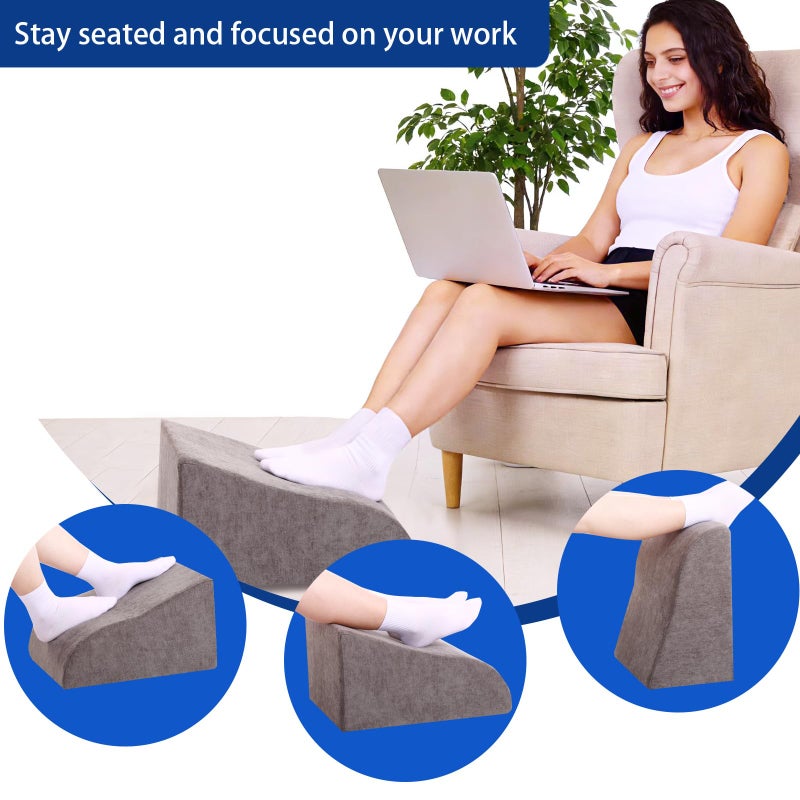 Opuvidity Foot Rest for Under Desk at Work, Ergonomic Under Desk Footrest with Washable Cover for Office, Home & Gaming Leg Elevation Pillow Dark Gray - Image 4