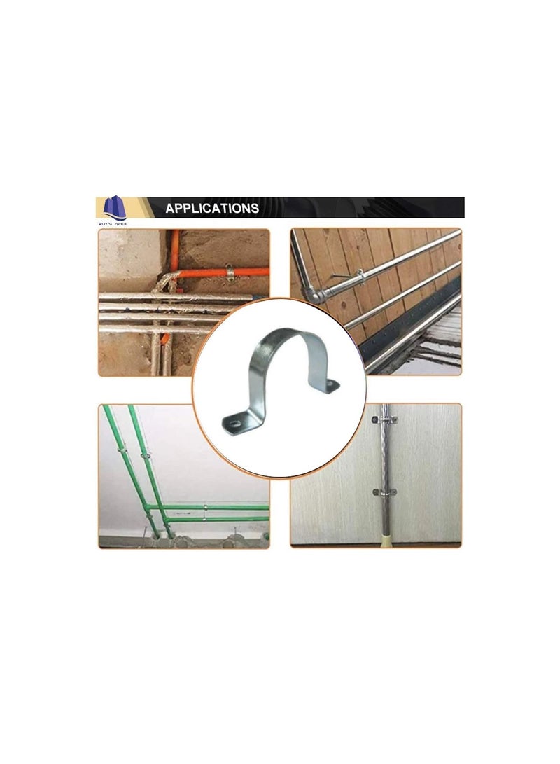 Galvanized (GI) U Clamps Fastener Hanger Pipe Clamps Clip with Screw and Fischer, for Conduit Pipe Fixing Bracket and Support Water Pipe and Gas Pipe – 10 Pcs (1.1/4 Inch) - Image 2