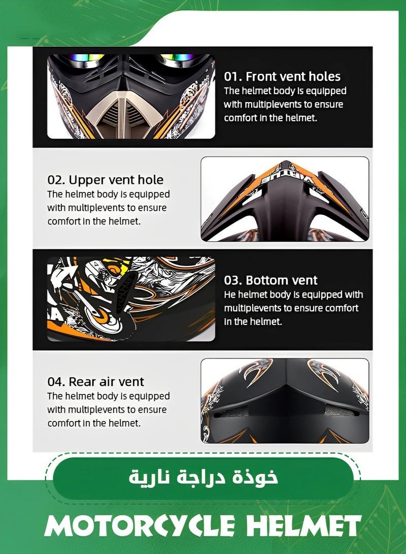 Arabest Sport Motorcycle Helmet, Motorcycle Full Face Helmet, Lightweight ABS Shell, Bike Motocross Helmets for Adults, Motorcycle Street Bike Helmet - Image 3