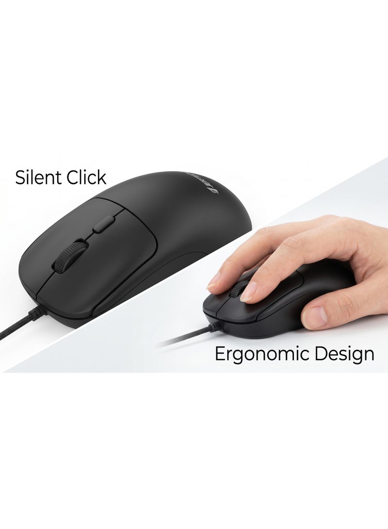 JERTECH M120 Wired Office Mouse – Silent Click – Adjustable DPI (600/1200/1600) – Fast Response – USB – Professional Design – Black - Image 2