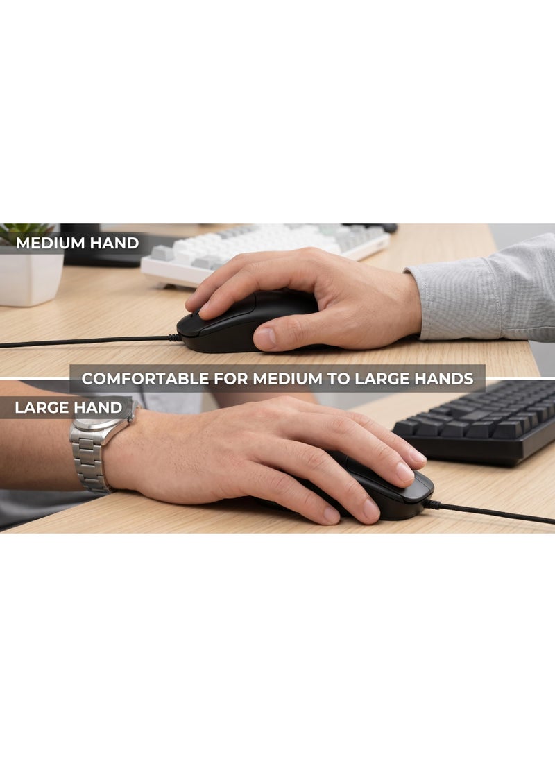 JERTECH M120 Wired Office Mouse – Silent Click – Adjustable DPI (600/1200/1600) – Fast Response – USB – Professional Design – Black - Image 5