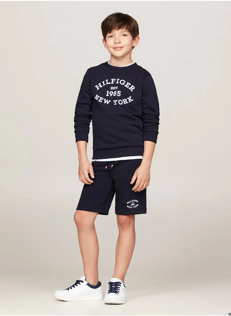 TOMMY HILFIGER Boys' Monotype Flock Regular Sweatshorts - Cotton, Blue